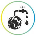 natural water reserves icon, water tap with drops of water, saving world water